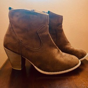 Faux-Suede Western Ankle Boots for Women